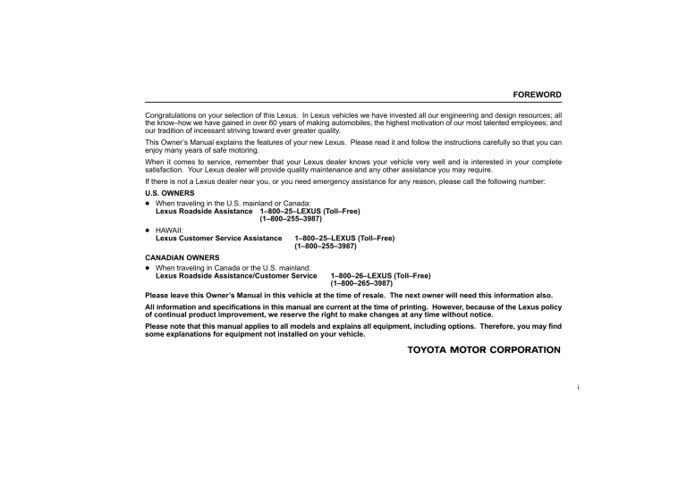 Lexus GX470 Owner's manual Lexus GX470 Owner's manual