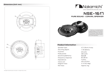 Nakamichi NSE-1617 User manual Nakamichi NSE-1617 User manual