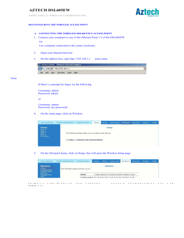Aztech DSL605EW Owner's manual | Manualzz Aztech DSL605EW Owner's manual | Manualzz