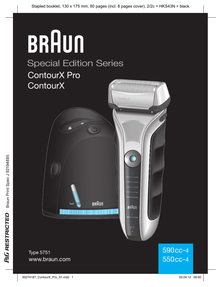 Braun 590cc-4, 550cc-4, ContourX Pro, Contour User manual Braun 590cc-4, 550cc-4, ContourX Pro, Contour User manual