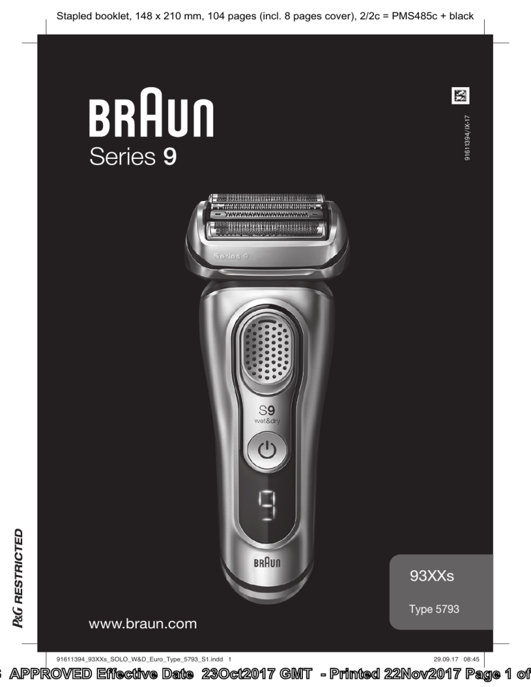 Braun 93XXs, Series 9 User manual Braun 93XXs, Series 9 User manual