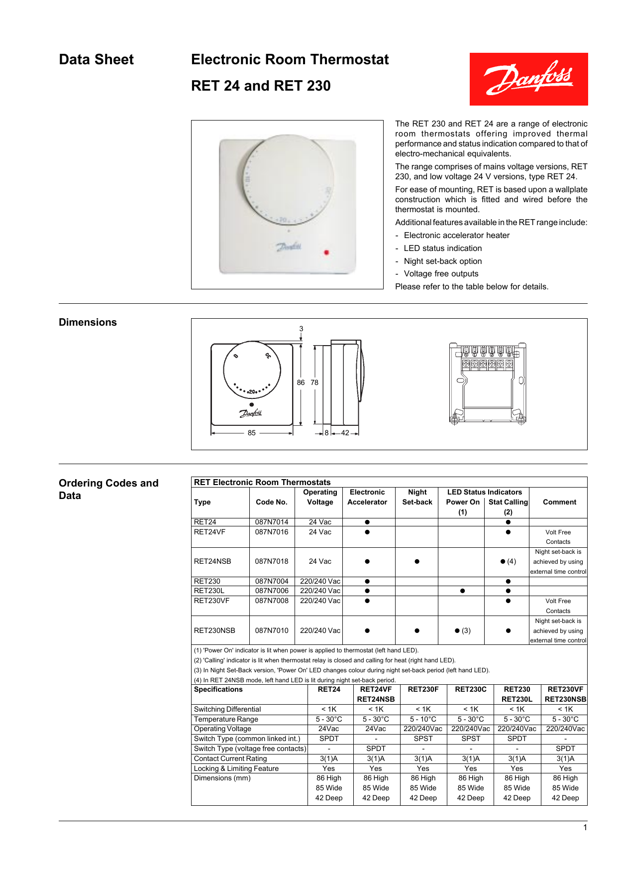 Danfoss Electronic Room Thermostat Data Sheet Manualzz