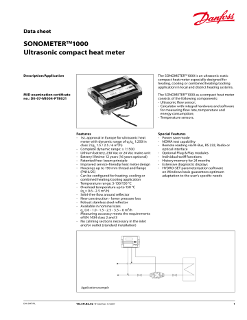 Danfoss SONOMETER™1000 Data Sheet | Manualzz Danfoss SONOMETER™1000 Data Sheet | Manualzz