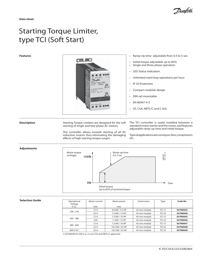 Danfoss TCI Datasheet Danfoss TCI Datasheet