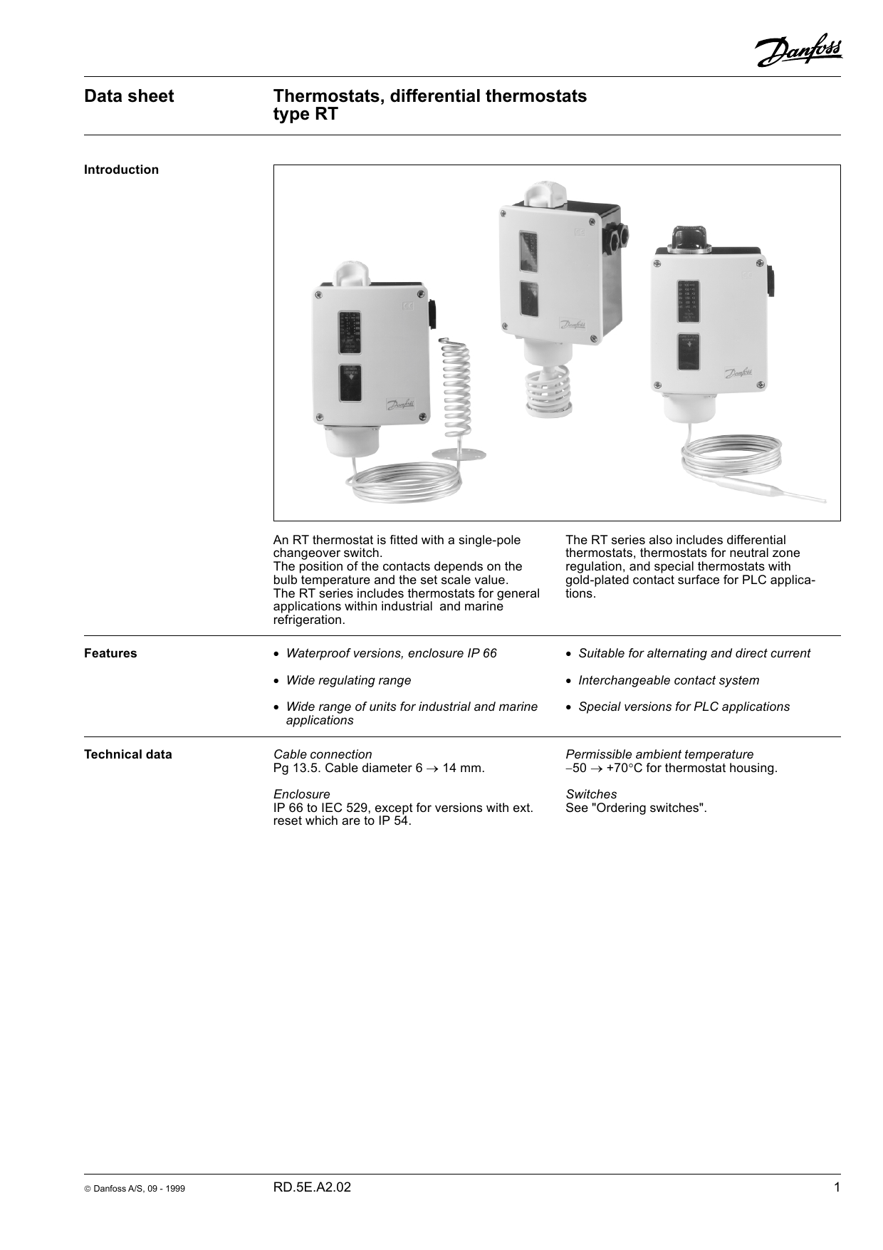 Danfoss Thermostat Cross Ambient Charge Type Rt Industrie