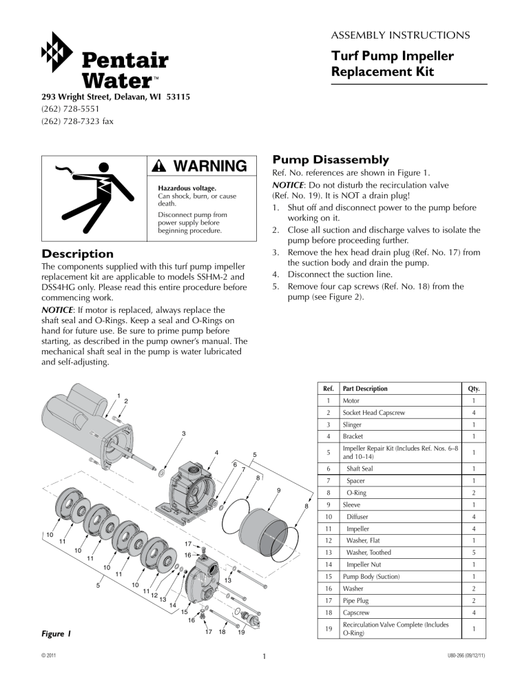 Berkeley Turf Pump Impeller Replacement Kit User manual Berkeley Turf Pump Impeller Replacement Kit User manual
