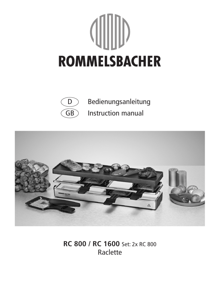 Rommelsbacher RC 800 RESERVIERUNG 1501, RC 800, RC 1600 User manual Rommelsbacher RC 800 RESERVIERUNG 1501, RC 800, RC 1600 User manual
