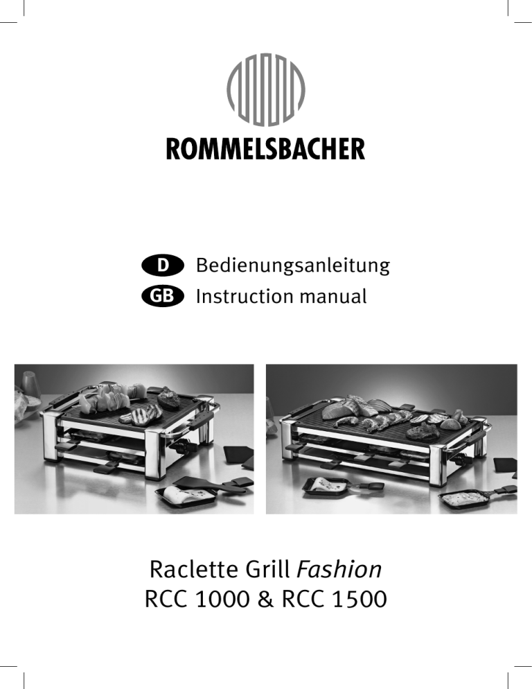 Rommelsbacher FE2050, RCC 1500 WIENEU, RCC 1500 User manual Rommelsbacher FE2050, RCC 1500 WIENEU, RCC 1500 User manual