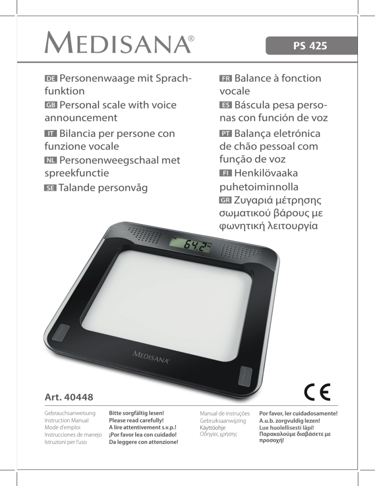 Medisana PS 425 Owner's manual Medisana PS 425 Owner's manual