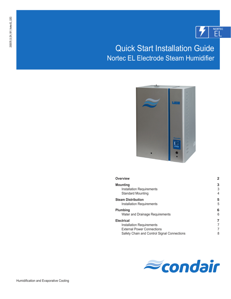 Condair 2583578-B 1602 EL Series Installation guide Condair 2583578-B 1602 EL Series Installation guide