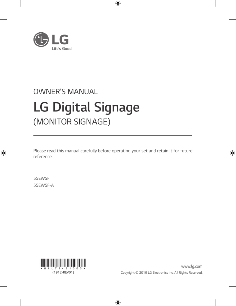 LG 55EW5F-A Owner's manual LG 55EW5F-A Owner's manual