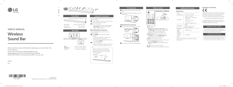 LG SL4 User guide LG SL4 User guide