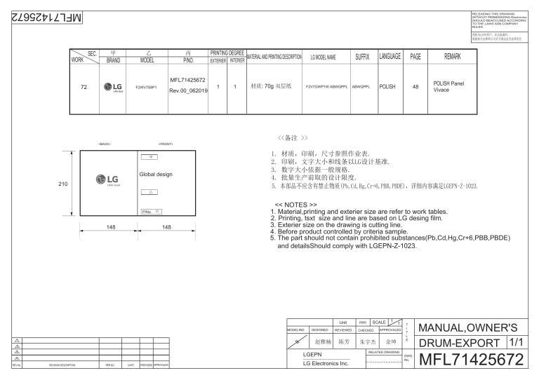 LG F2WV7S8P1 Owner's manual LG F2WV7S8P1 Owner's manual