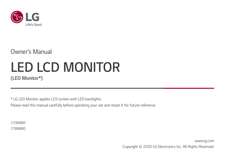 LG 27QN880-B Owner's manual LG 27QN880-B Owner's manual