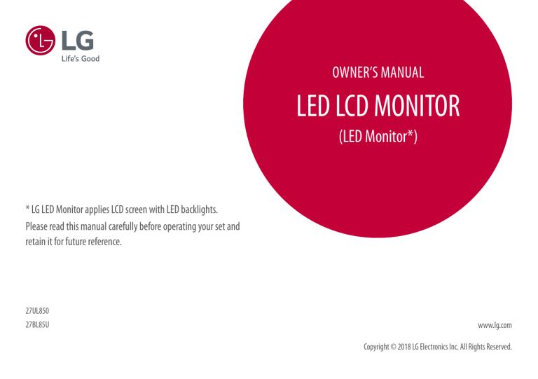 LG 27UL850-W Owner's manual LG 27UL850-W Owner's manual