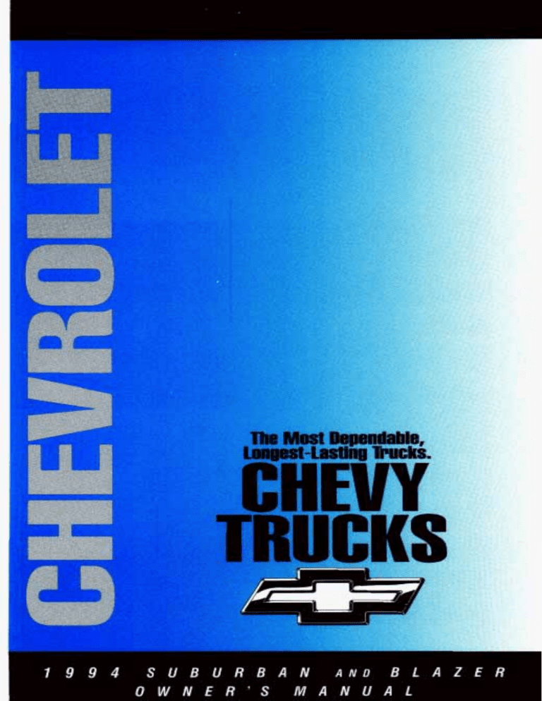 Chevrolet SUBURBAN 1994, 1994 Suburban Owner's manual Chevrolet SUBURBAN 1994, 1994 Suburban Owner's manual