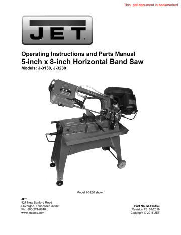 JET J-3230, J-3130 Owner's manual JET J-3230, J-3130 Owner's manual