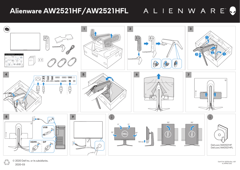Alienware AW2521HF Quick start guide Alienware AW2521HF Quick start guide