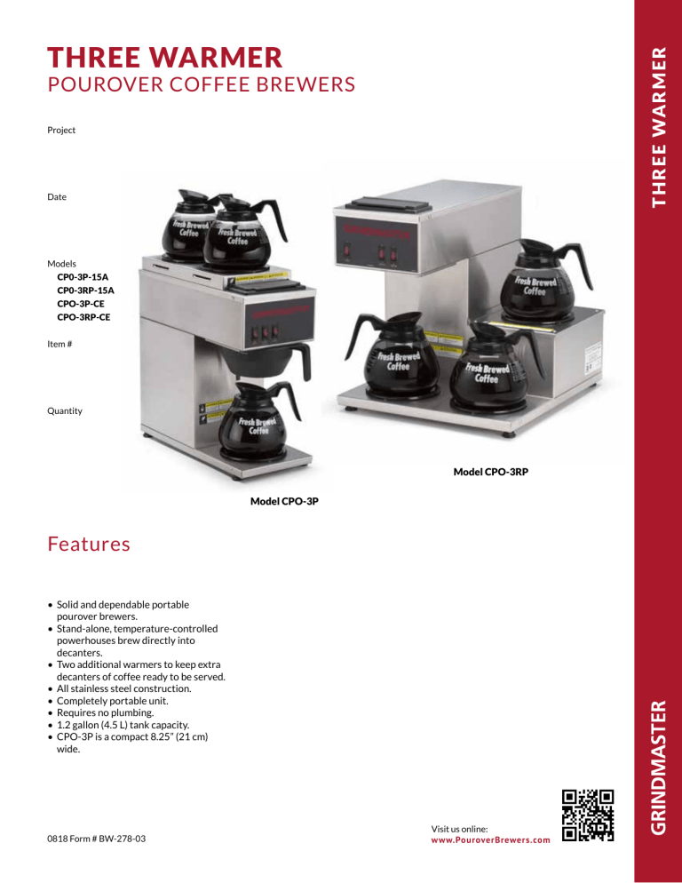 Grindmaster CPO-3RP-15A, CPO-3P-15A Datasheet Grindmaster CPO-3RP-15A, CPO-3P-15A Datasheet
