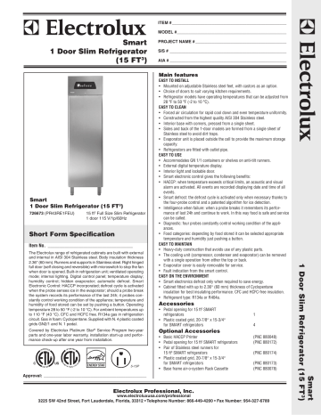 Electrolux 726673(PR43RE1FEU) Datasheet Electrolux 726673(PR43RE1FEU) Datasheet