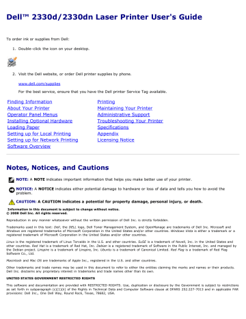 Dell 2330d/dn Mono Laser Printer printers accessory User's Guide | Manualzz Dell 2330d/dn Mono Laser Printer printers accessory User's Guide | Manualzz