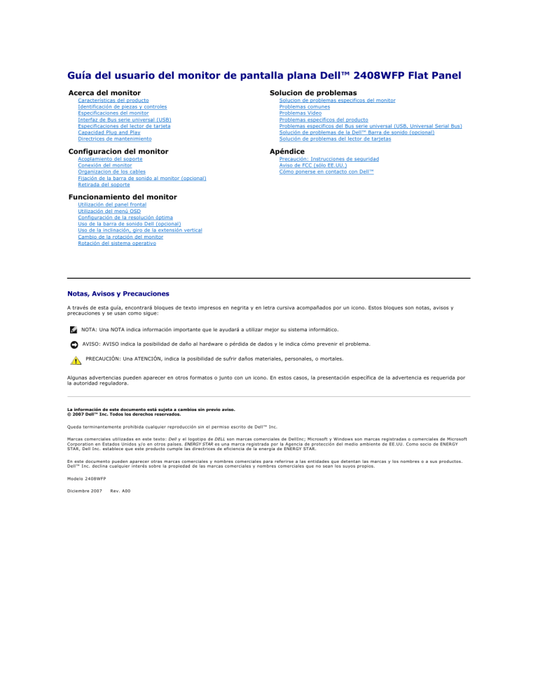 Dell 2408WFP User guide Dell 2408WFP User guide