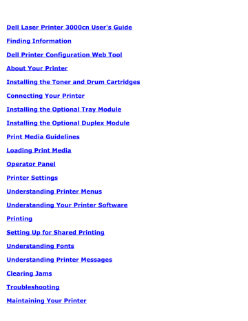 Dell 3000cn Color Laser Printer printers accessory User's Guide | Manualzz Dell 3000cn Color Laser Printer printers accessory User's Guide | Manualzz