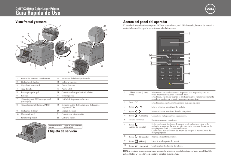 Dell C2660dn Color Laser Printer Quick start guide Dell C2660dn Color Laser Printer Quick start guide