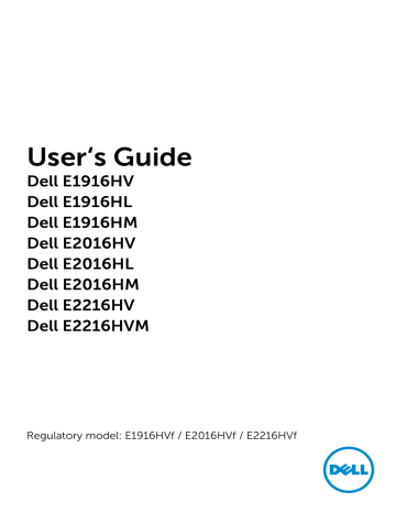 Dell E2016HV electronics accessory User's Guide | Manualzz Dell E2016HV electronics accessory User's Guide | Manualzz