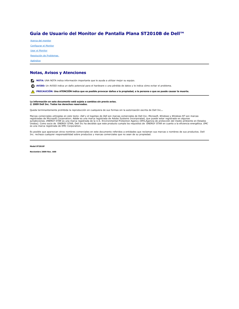 Dell ST2010B User guide Dell ST2010B User guide
