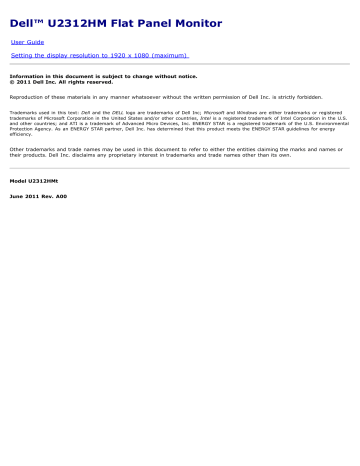 Dell U2312HM electronics accessory User guide | Manualzz Dell U2312HM electronics accessory User guide | Manualzz