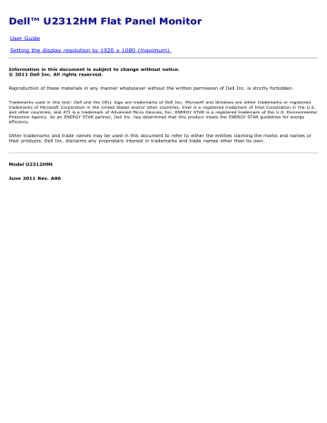 Dell U2312HM electronics accessory User guide | Manualzz