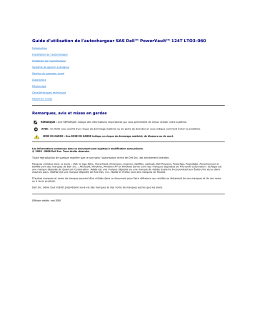 Dell PowerVault 124T storage Mode d'emploi | Manualzz Dell PowerVault 124T storage Mode d'emploi | Manualzz