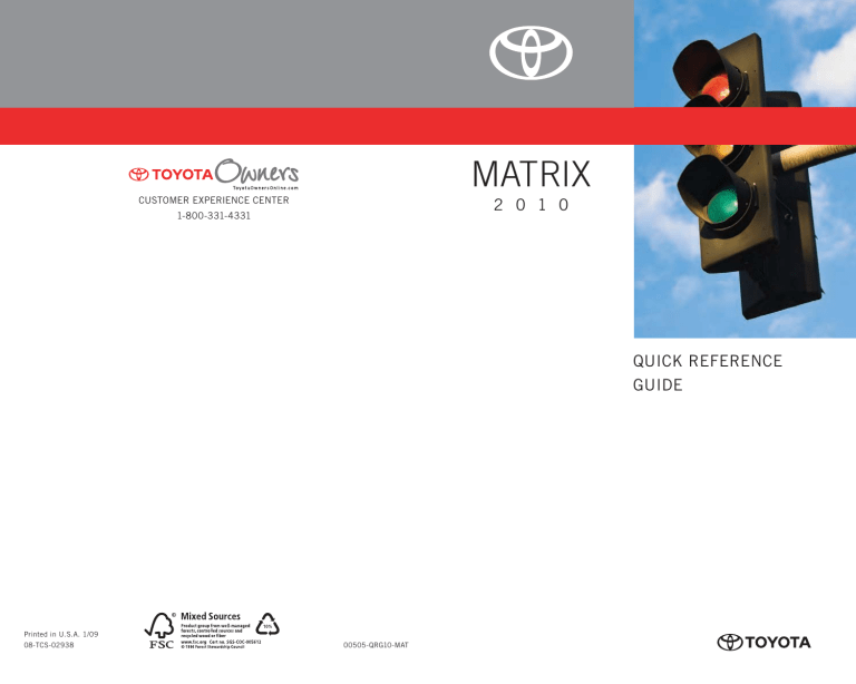 Toyota Matrix Reference guide Toyota Matrix Reference guide