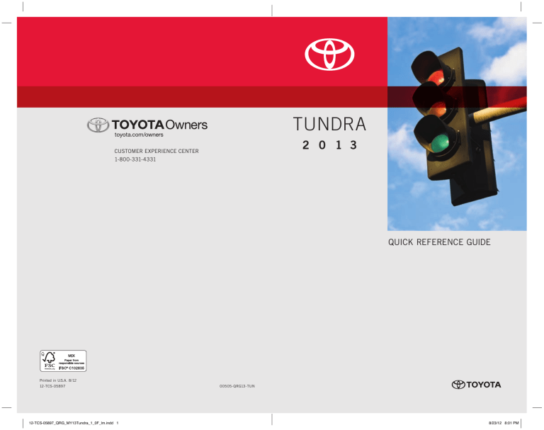 Toyota Tundra Reference guide Toyota Tundra Reference guide