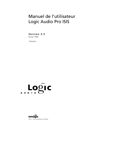 Apple Emagic Logic Audio Pro 3.5 Mode d'emploi | Manualzz Apple Emagic Logic Audio Pro 3.5 Mode d'emploi | Manualzz
