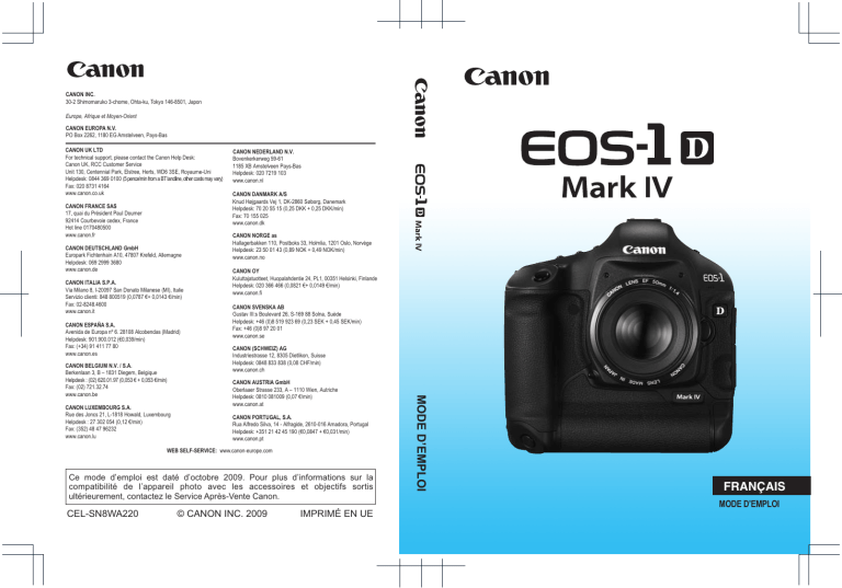 Canon EOS 1D Mark IV User guide Canon EOS 1D Mark IV User guide