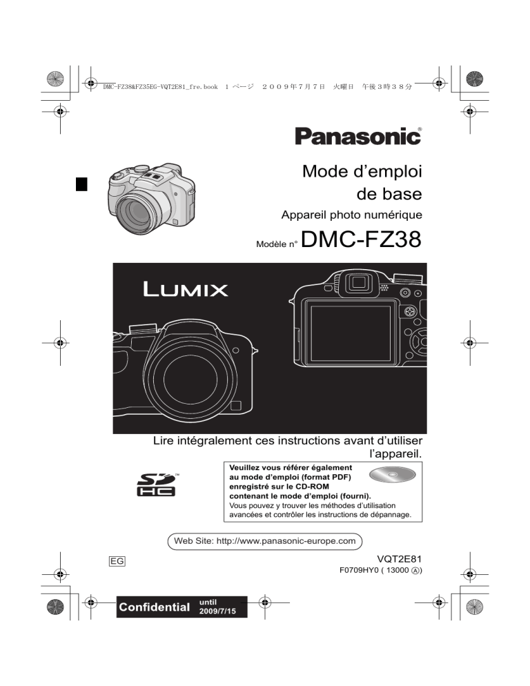 Panasonic DMC FZ38 User guide Panasonic DMC FZ38 User guide