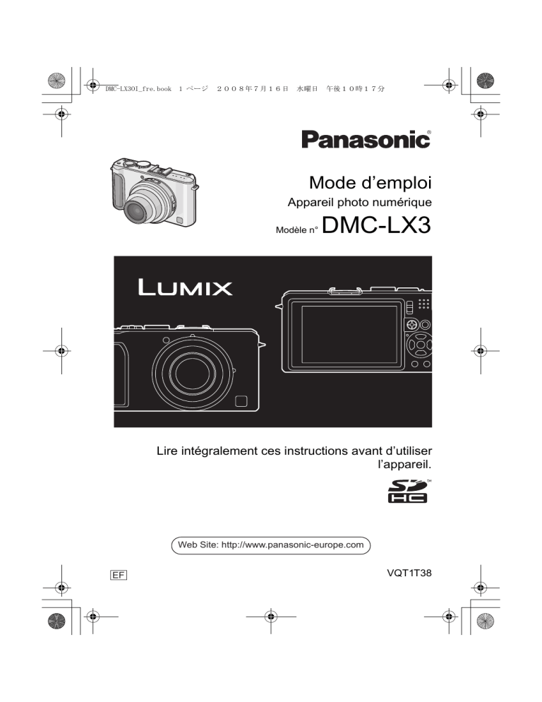 Panasonic DMC LX3 User guide Panasonic DMC LX3 User guide