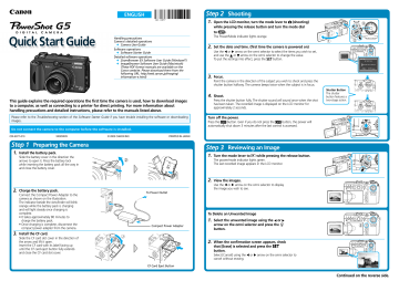 Canon PowerShot G5 Quick start guide Canon PowerShot G5 Quick start guide