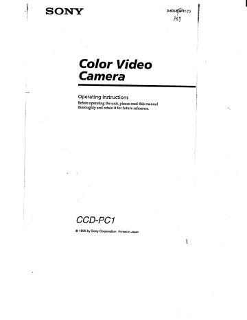 Sony CCD-PC1 Operating instructions Sony CCD-PC1 Operating instructions