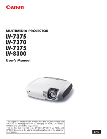 Canon LV-8300, LV-7370 User manual Canon LV-8300, LV-7370 User manual