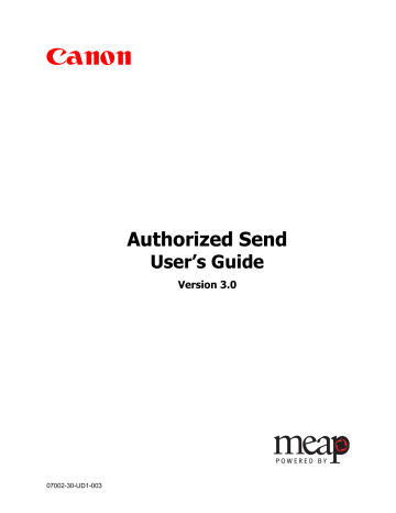 Canon Authorized Send Owner's manual Canon Authorized Send Owner's manual