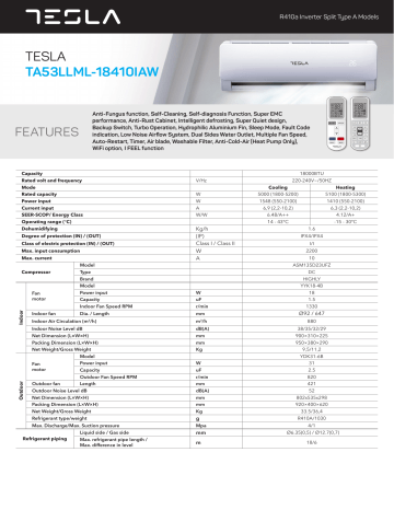 Tesla TA53LLML-18410IAW Specification Tesla TA53LLML-18410IAW Specification
