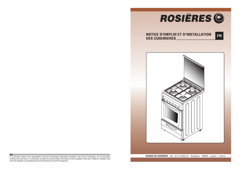 ROSIERES RCG 6921 RB Owner's manual ROSIERES RCG 6921 RB Owner's manual