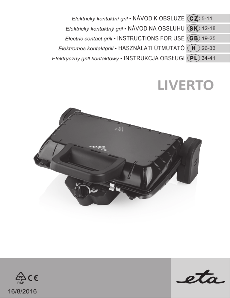 eta Livero 4155 90000 Operating instructions eta Livero 4155 90000 Operating instructions