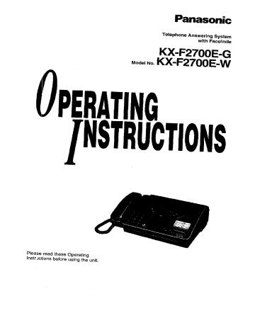 Panasonic kxf 2700 Owner's manual Panasonic kxf 2700 Owner's manual