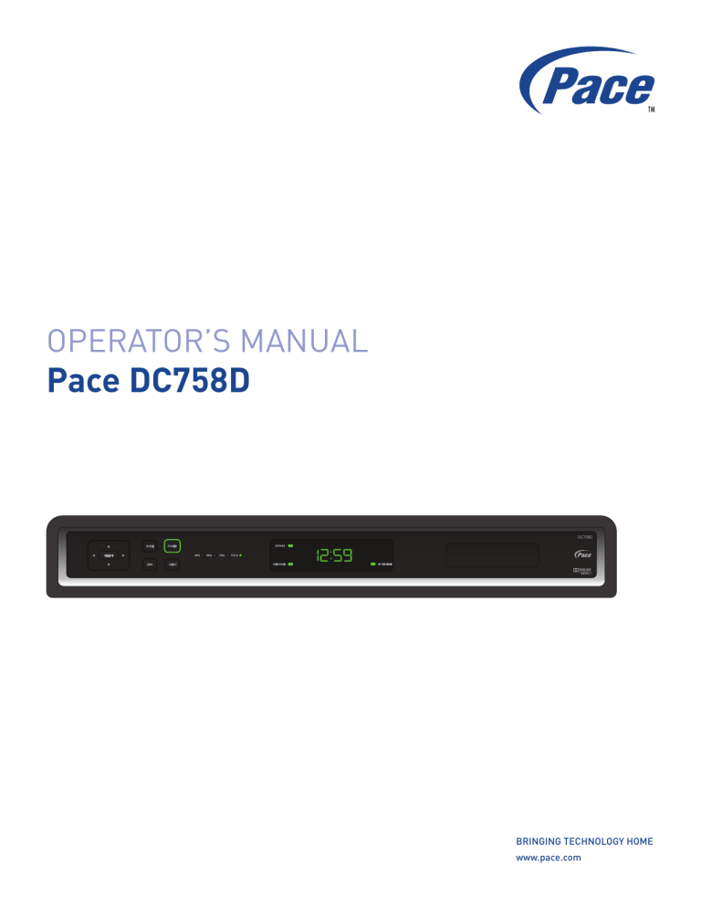 Pace DC758D User manual Pace DC758D User manual