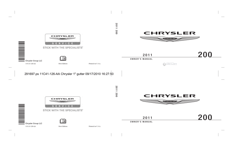 Chrysler 2011, 2011 200 Owner's manual Chrysler 2011, 2011 200 Owner's manual