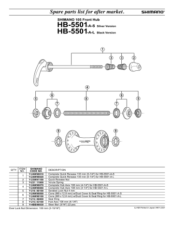 Shimano HB 5501 A Hub Depan Exploded View Manualzz